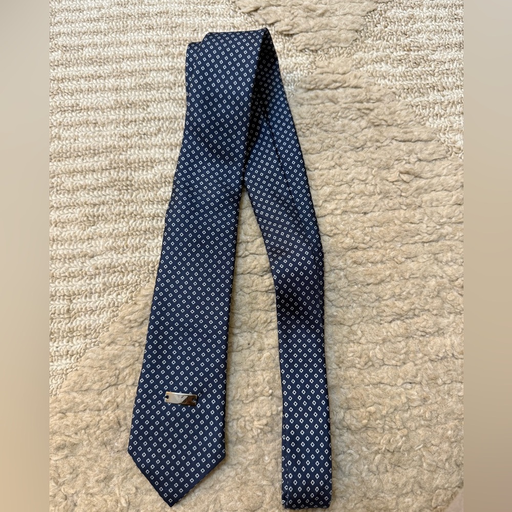Armani Junior Navy and White Patterned Tie